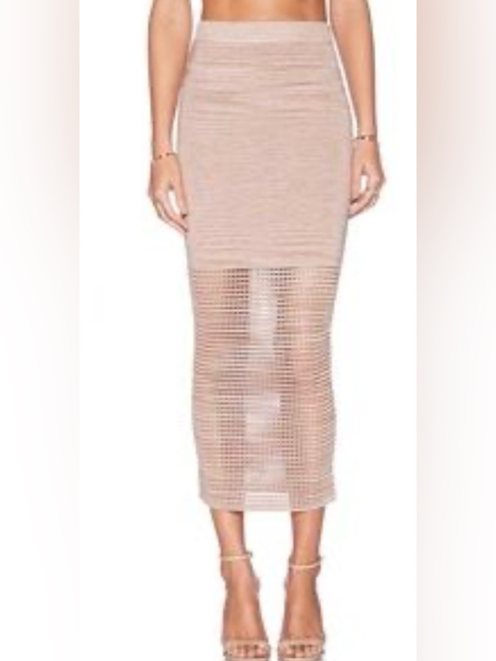 Torn by Ronny Kobo Beige Nude Sheer bondage skirt mesh Missoni vibe medium